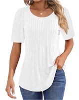 SM50  Fantaslook Pleated Short Sleeve Tunic Tops