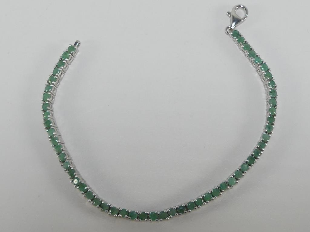 STERLING & EMERALD TENNIS BRACELET