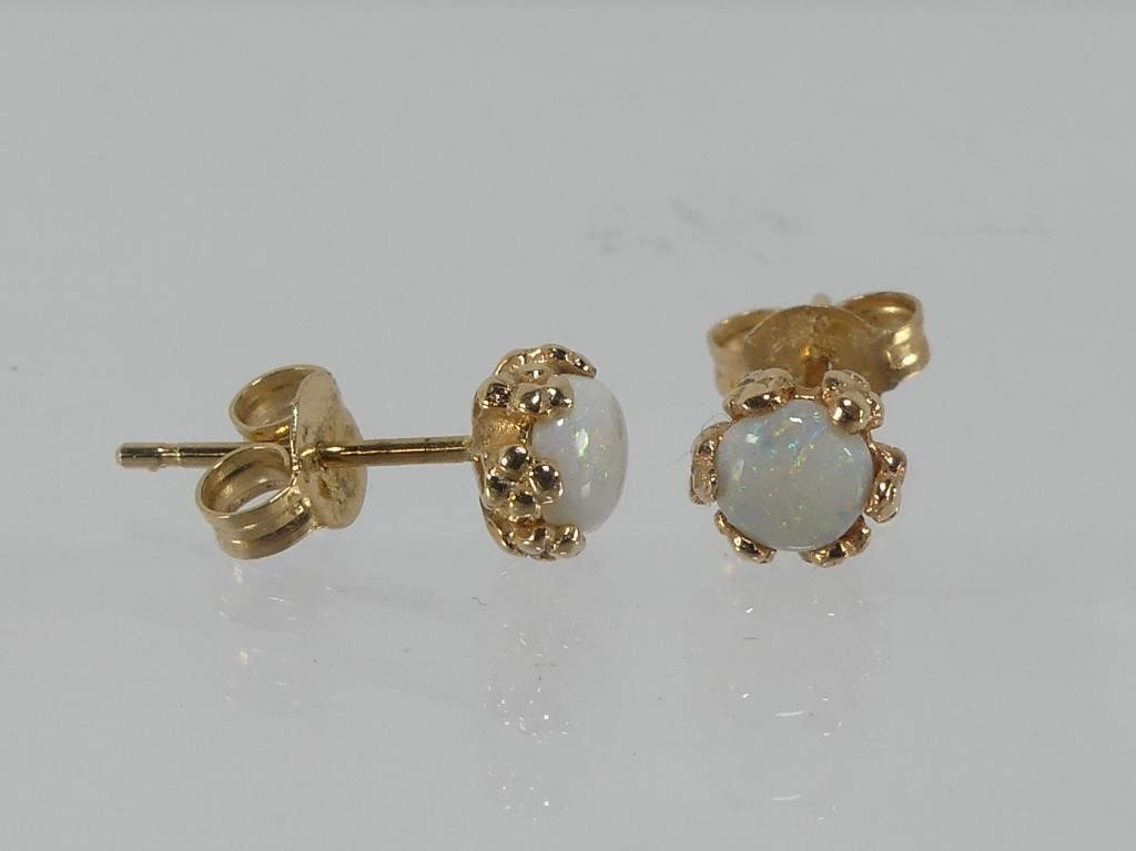 PAIR OF 14K GOLD OPAL EARRINGS