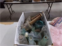 Box of Misc. Bottles and Insulators