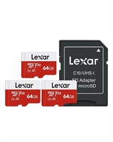 Lexar E-Series 64GB Micro SD Card 3 Pack, microSDX