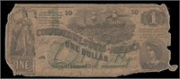 T-45 Confederate States Currency $1 with Green Ove