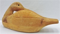 Large Wooden Duck Decoy Figure w Glass Eyes
