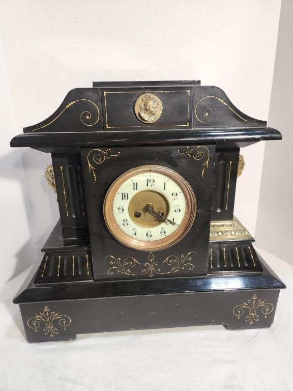Victorian Black Marble Mantle Clock