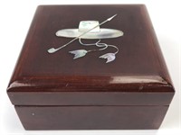 Mother of Pearl Inlay Lidded Box 4.5x4.5x2.5"H