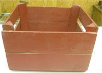 Vintage Red Painted Wood Crate