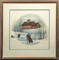 P. Buckley Moss 1991 S&N Print Framed Amish Winter