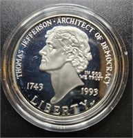 1993 $1 Rhomas Jefferson  symbols of Freedom