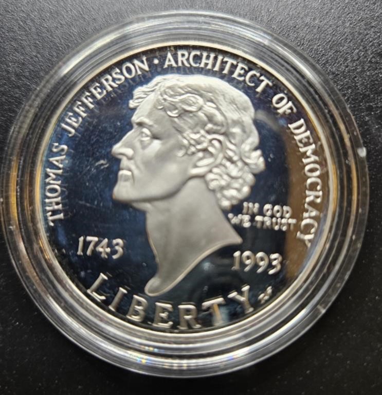 1993 $1 Rhomas Jefferson  symbols of Freedom