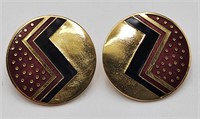 Laurel Burch Maroon Abstract Pierced Earrings