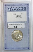 1955P Franklin Half Dollar AACGS MS63