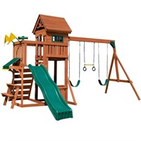 Playful Palace Wooden Outdoor Playset with Slide