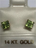 $200.  14 Kt Gold Peridot Earrings