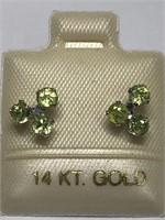 $200. 14 Kt Gold Peridot Earrings