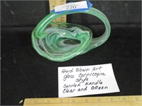 Hand blown green art glass