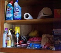2 CABINETS IN KITCHEN CONTENTS CLEANING SUPPLIES