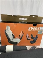 SET OF DARK GREY SUEDE VEHICLE SEAT COVERS FOR