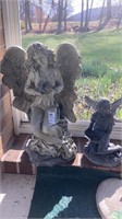 2 poly garden angel statues