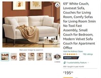 B4063 69" White Couch, Loveseat Sofa