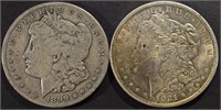 1899-S (VG) & 1921 (AU) MORGAN DOLLARS