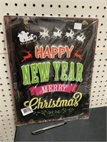 NEW METAL EMBOSSED SIGN HAPPY NEW YEAR