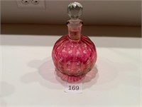 Vintage Large Bohemian Cranberry Glass Perfume