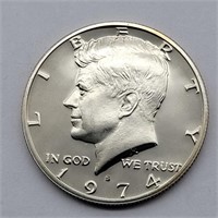 1974 KENNEDY PROOF HALF DOLLAR GEM BU DCAM