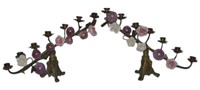 Pair of Ornate Candelabras with Porcelain Flowers