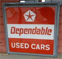 DEPENDABLE USED CARS DODGE S/S HEAVY PLASTIC SIGN