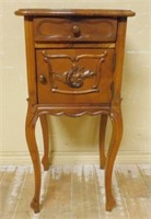 Louis XV Style Marble Top Walnut Side Cabinet.