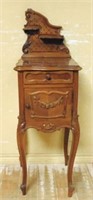 Louis XV Style Marble Top Walnut Side Cabinet.