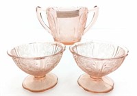 (9) Cherry Blossom Pink Glass Sundae Bowls