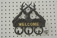 Cast Iron Stag w/ Rifles Welcome Coat Hook