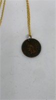 1895 Indian head penny on Sterling chain stamped