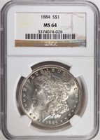 1884 MORGAN DOLLAR NGC MS 64