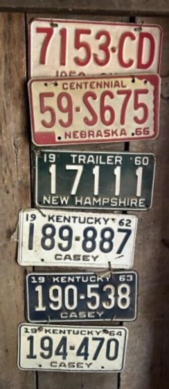 6 Vintage License Plates
