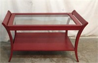 Red Beveled Glass Top Coffee Table V7B