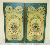 Floral and Acanthus Scroll Hand Painted Panels.