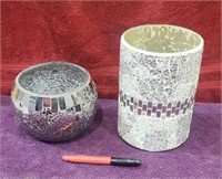 2 Mosaic Mirror Candleholders, 5×6, 5×7.5