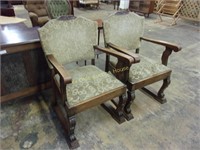 Exceptional Sleigh Arm Chairs in Oak