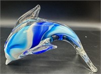 Vintage Art Glass Dolphin Paperweight