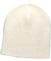 3PC BASIC WHITE KNIT BEANIES - DIFFERENT SIZES