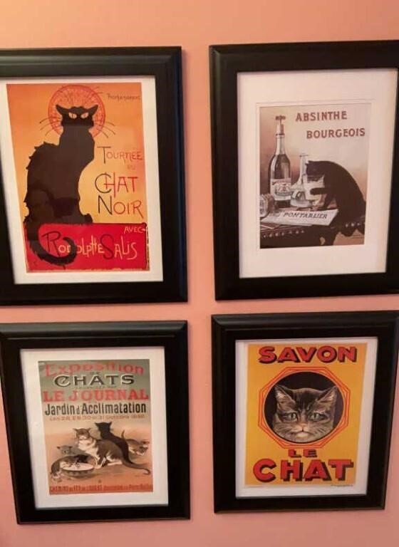 4 Framed Cat Prints