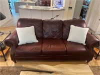 Three Seat Burgundy Leather Sofa