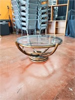 Round Glass and Bamboo Coffee Table