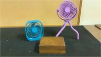 Two fans and wood box