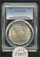 1922 Peace Dollar PCGS MS64