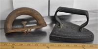 Vintage sad iron and iron handle