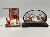 Japanese Lamp, Carved Cork Diorama