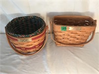 2 Longaberger Baskets W/ Handles (8-9"W)
